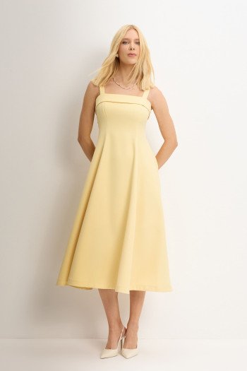 VESTIDO TEODORA COM ALÇA E BOLSOS - AMARELO