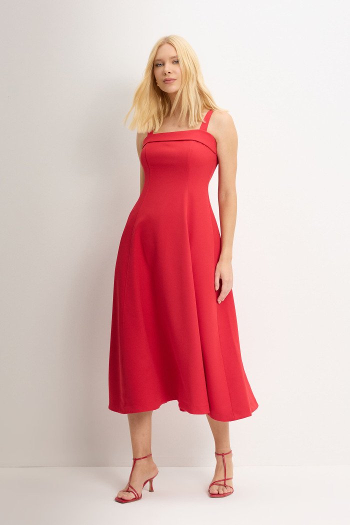 VESTIDO TEODORA COM ALÇA E BOLSOS - VERMELHO