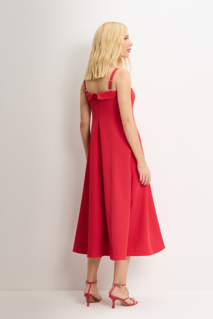 VESTIDO TEODORA COM ALÇA E BOLSOS - VERMELHO