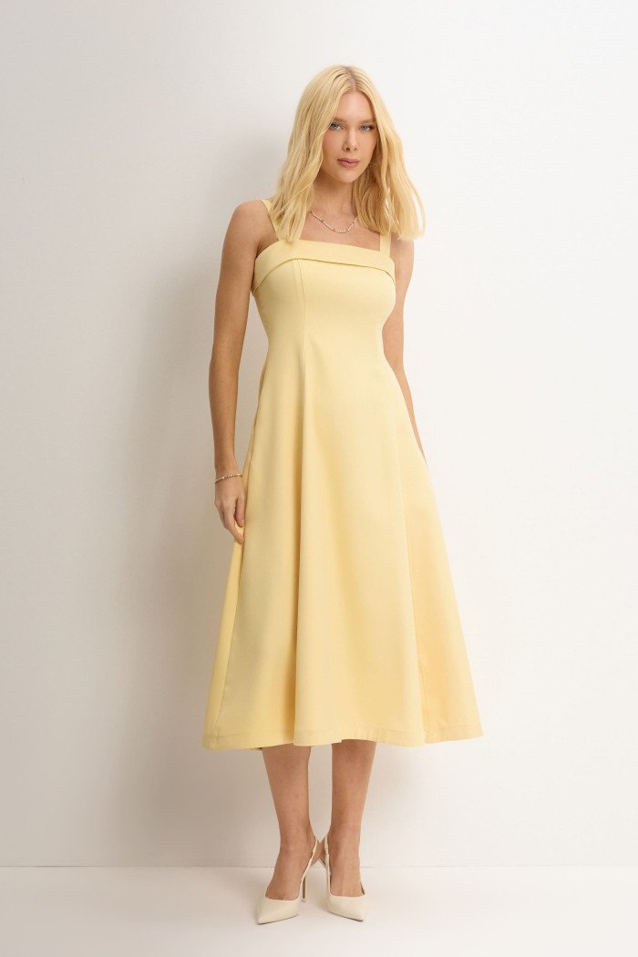 VESTIDO TEODORA COM ALÇA E BOLSOS - AMARELO