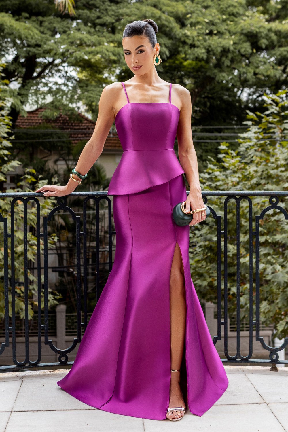 VESTIDO DE FESTA CLARISSA ZIBELINE ALÇA - FÚCSIA