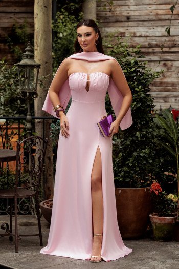 VESTIDO DE FESTA ELEGANCE GOLA CHOKER - ROSA