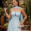 VESTIDO DE FESTA ELEGANCE GOLA CHOKER - AZUL SERENITY