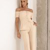 CONJUNTO LONDRES ALFAITARIA BLUSA OMBRO A OMBRO - AREIA