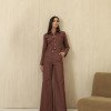 CONJUNTO CASAQUETO E CALÇA SARJA ALAFAITARIA - MARROM
