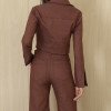 CONJUNTO CASAQUETO E CALÇA SARJA ALAFAITARIA - MARROM