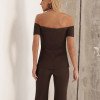 CONJUNTO LONDRES ALFAITARIA BLUSA OMBRO A OMBRO - CAFÉ