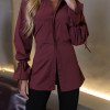 CAMISA COMPRIDA COM TIRAS - VINHO