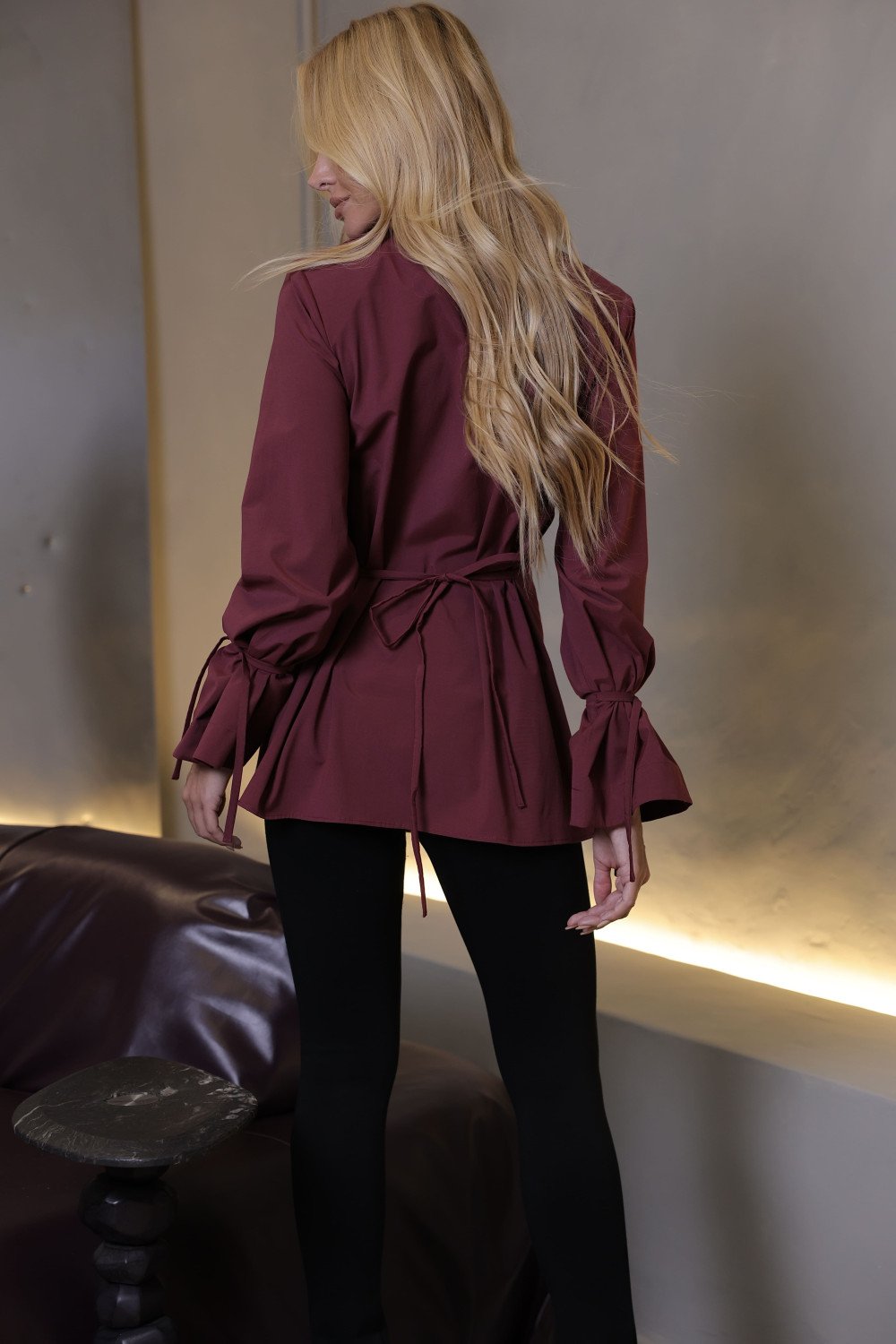 CAMISA COMPRIDA COM TIRAS - VINHO