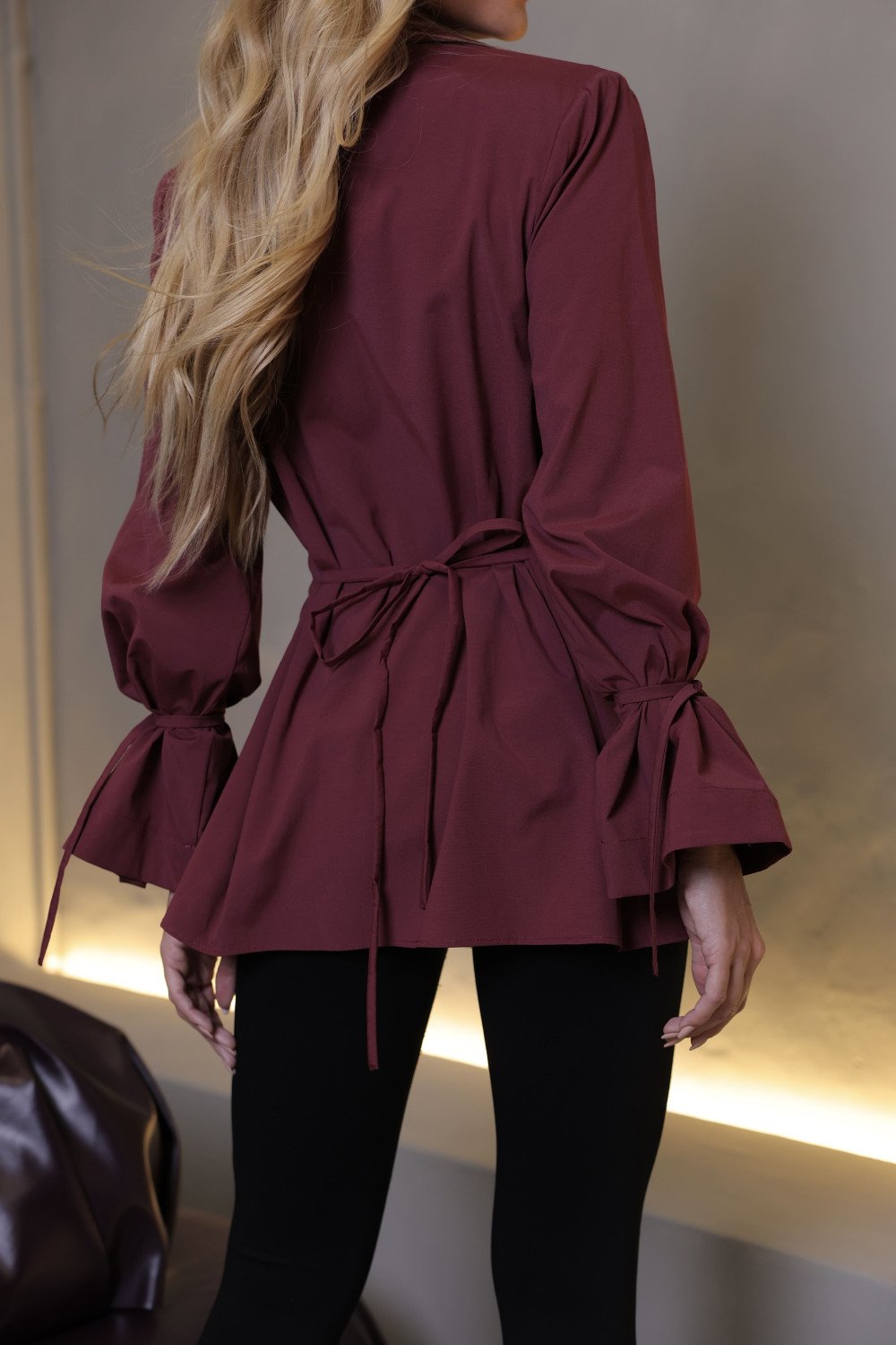 CAMISA COMPRIDA COM TIRAS - VINHO