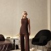 CONJUNTO MILÃO TRICÔ BLUSA ALONGADA - CAFÉ