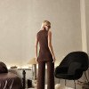 CONJUNTO MILÃO TRICÔ BLUSA ALONGADA - CAFÉ