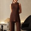 CONJUNTO MILÃO TRICÔ BLUSA ALONGADA - CAFÉ