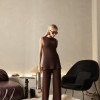 CONJUNTO MILÃO TRICÔ BLUSA ALONGADA - CAFÉ