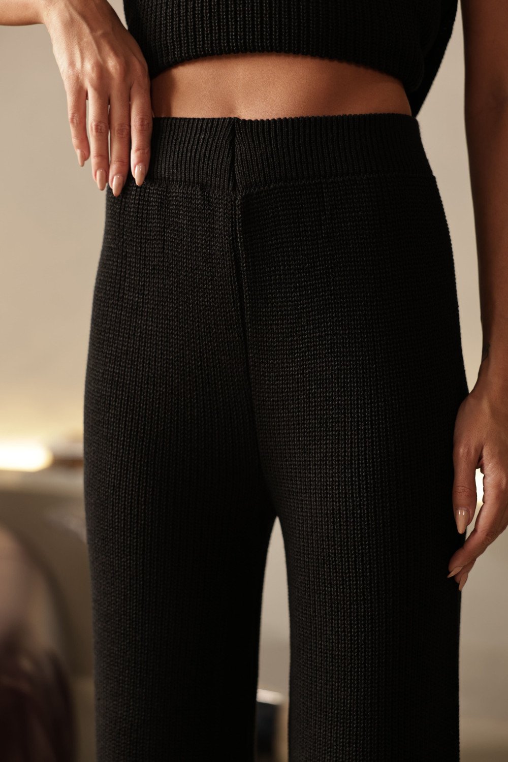 CONJUNTO MILÃO TRICÔ BLUSA ALONGADA - PRETO