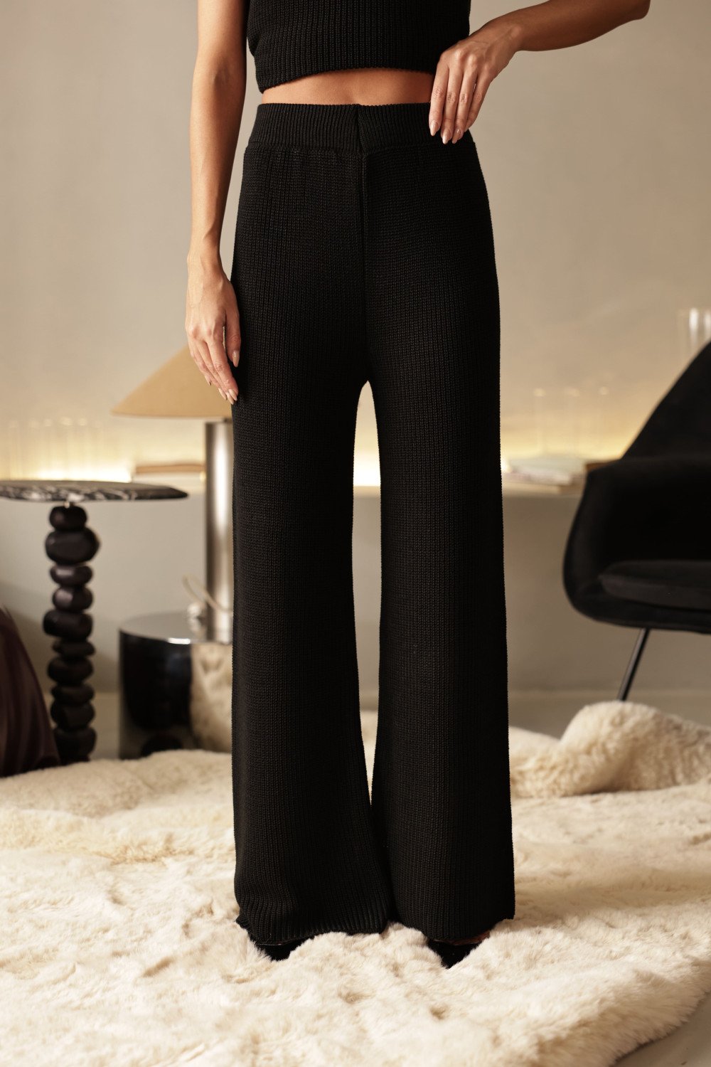 CONJUNTO MILÃO TRICÔ BLUSA ALONGADA - PRETO