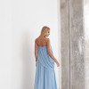 VESTIDO LONGO LOUISE DRAPEADO - AZUL SERENITY