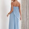 VESTIDO LONGO LOUISE DRAPEADO - AZUL SERENITY