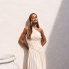[PRÉ VENDA] VESTIDO LONGO ASSIMÉTRICO BRUNA - CHAMPANGNE [ENVIOS A PARTIR DE 15/05/26]