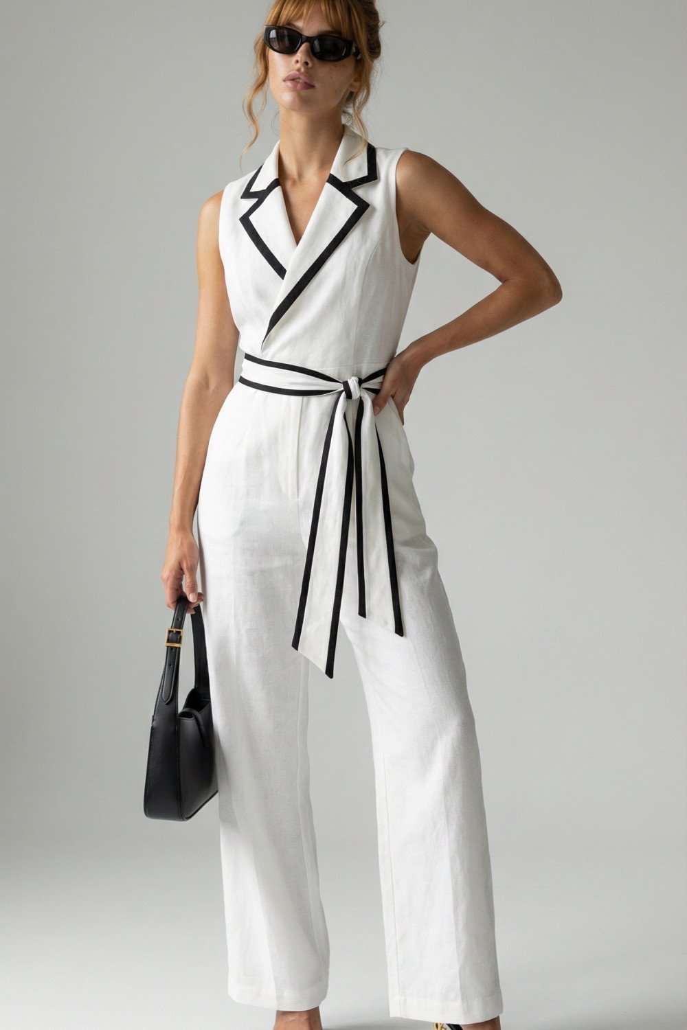 MACACÃO LÚCIA ALFAIATARIA BICOLOR FINESSE - BRANCO