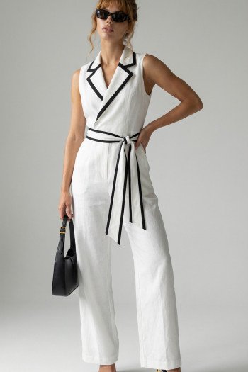 MACACÃO LÚCIA ALFAIATARIA BICOLOR FINESSE - BRANCO