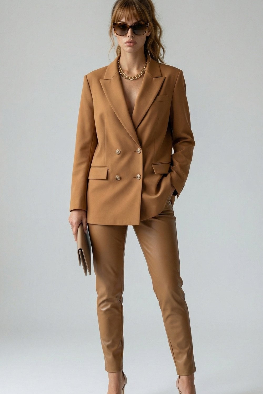 CALÇA LARISSA RESINADA FINESSE - CAMEL