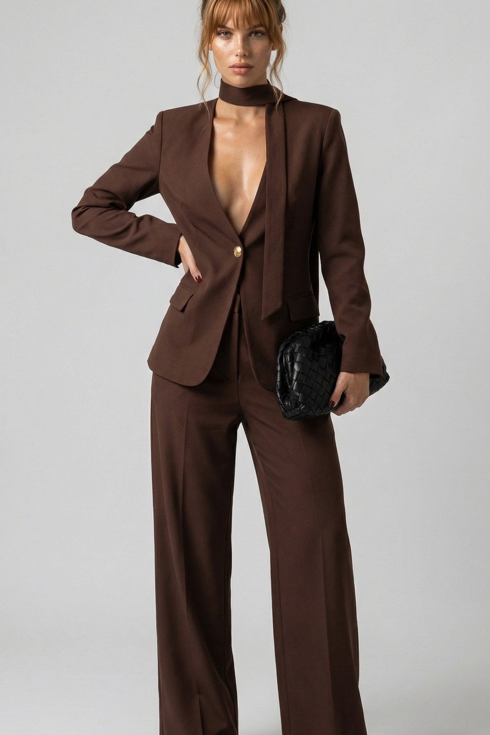 CONJUNTO ÁGATA ALFAIATARIA FINESSE - MARROM