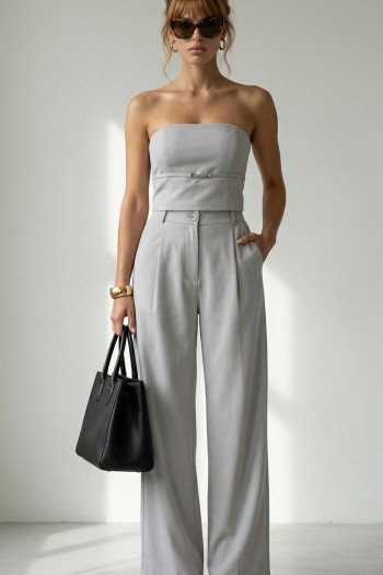 CONJUNTO ROBERTA ALFAIATARIA FINESSE - CINZA