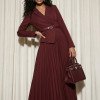 VESTIDO CÁSSIA ALFAIATARIA PLISSADO FINESSE - MARSALA