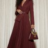 VESTIDO CÁSSIA ALFAIATARIA PLISSADO FINESSE - MARSALA