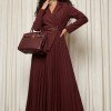 VESTIDO CÁSSIA ALFAIATARIA PLISSADO FINESSE - MARSALA