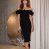 VESTIDO BEATRIZ BABADO MIDI WILDNESSE - PRETO