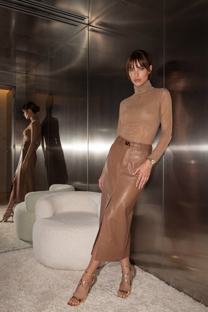 BLUSA MILA ML TULE WILDNESSE - CAMEL