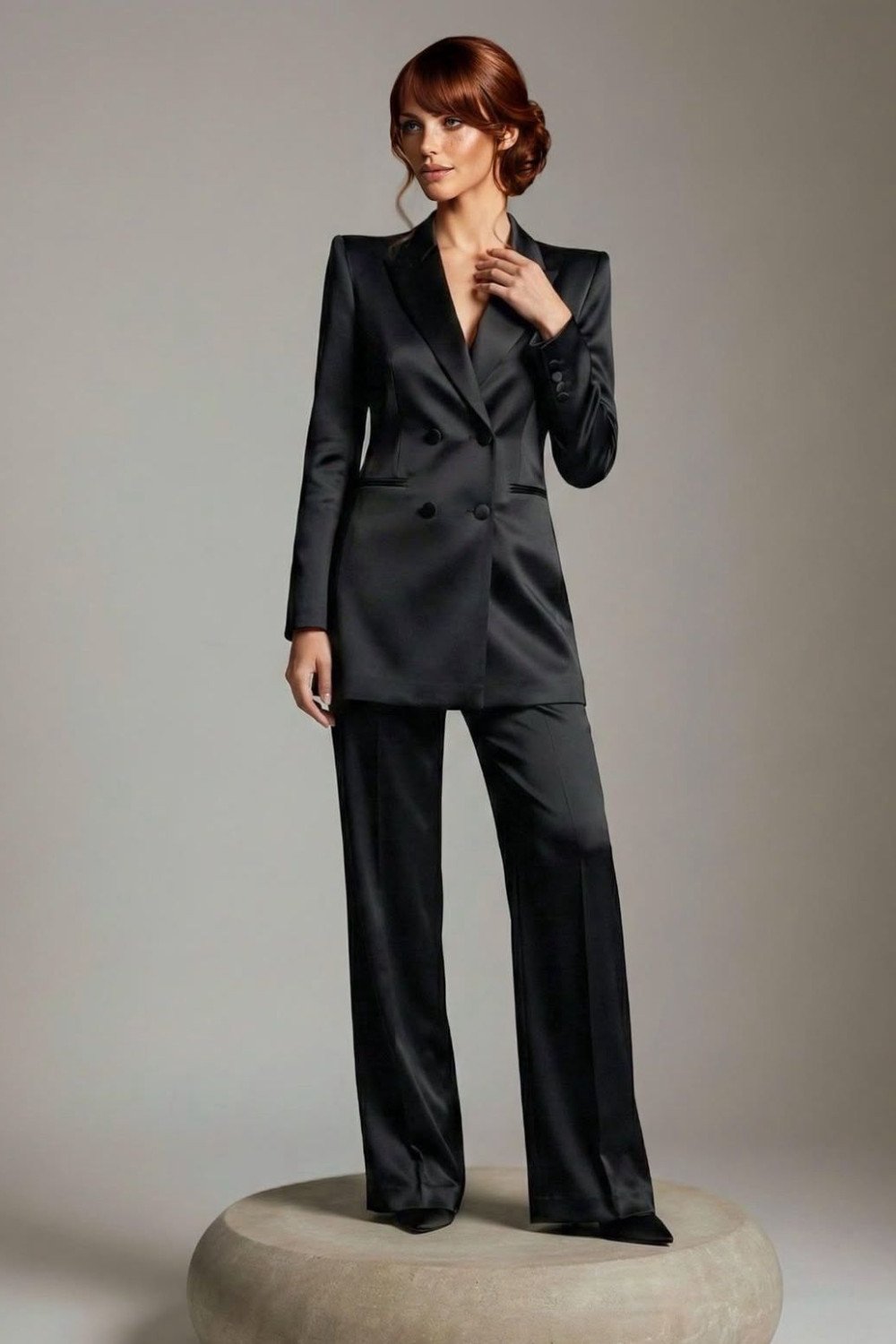 CONJUNTO PANTALONA E BLAZER CREPE ACETINADO CELEBRATION - PRETO