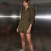 CONJUNTO SABRINA CASACO E SHORT TWILL - VERDE MILITAR