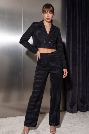 CONJUNTO TATI BLAZER E PANTALONA ALFAIATARIA WILDNESSE RISCA DE GIZ - PRETO