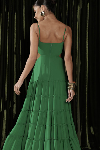 VESTIDO CREPE SILK CAMADAS HELEN - VERDE