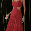 VESTIDO CREPE SILK CAMADAS HELEN - VERMELHO