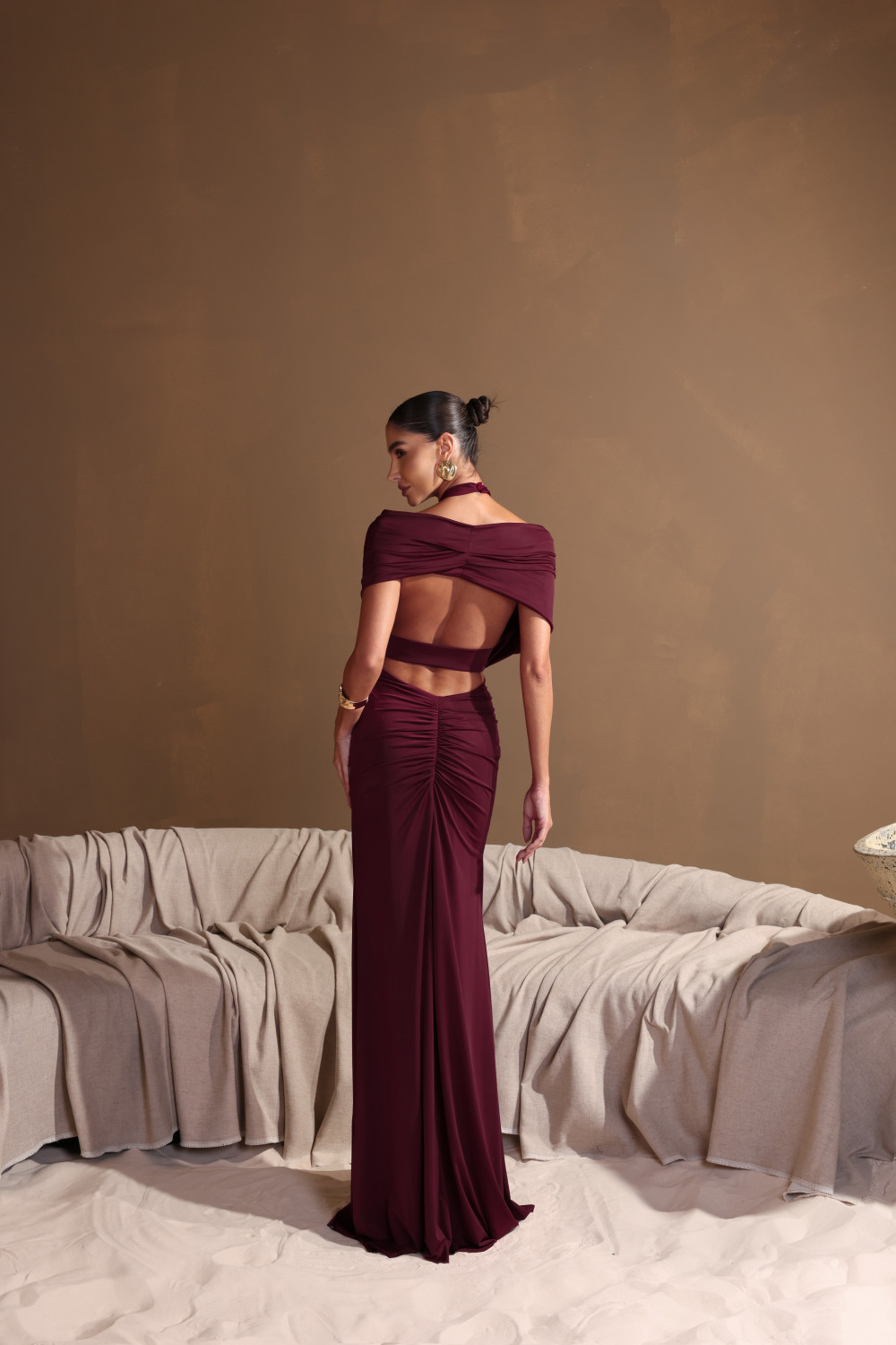 VESTIDO LONGO CHOKER SOLANGE - MARSALA