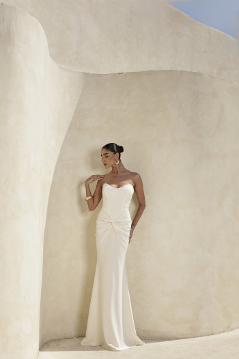 VESTIDO LONGO BARBATANA T.Q.C. TORCIDO - OFF WHITE