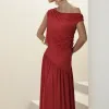 VESTIDO LONGO DRAPEADO CAMILLA - VERMELHO