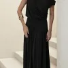VESTIDO LONGO DRAPEADO CAMILLA - PRETO