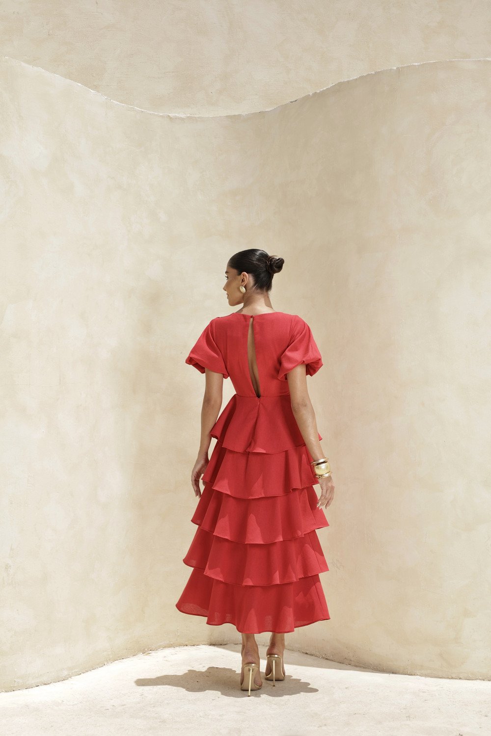 VESTIDO LU CAMADAS - VERMELHO