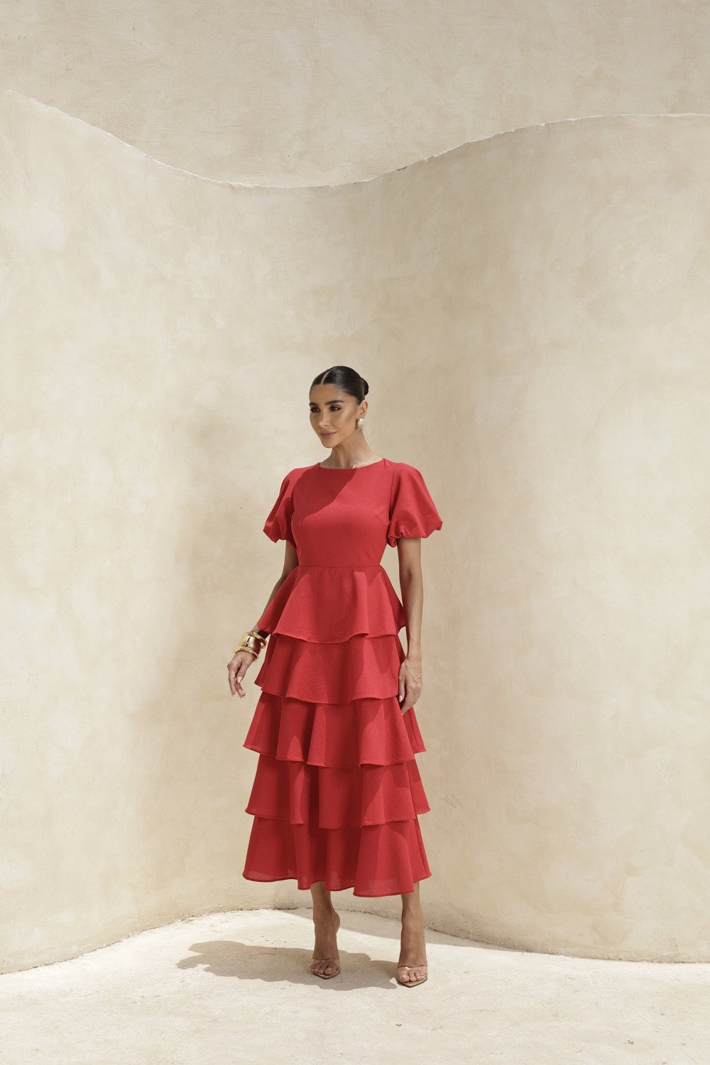 VESTIDO LU CAMADAS - VERMELHO