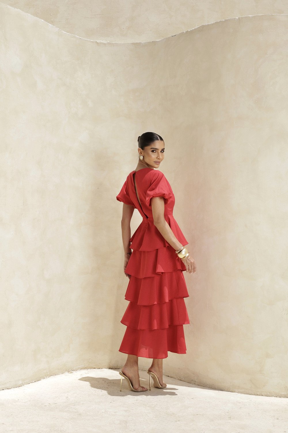 VESTIDO LU CAMADAS - VERMELHO