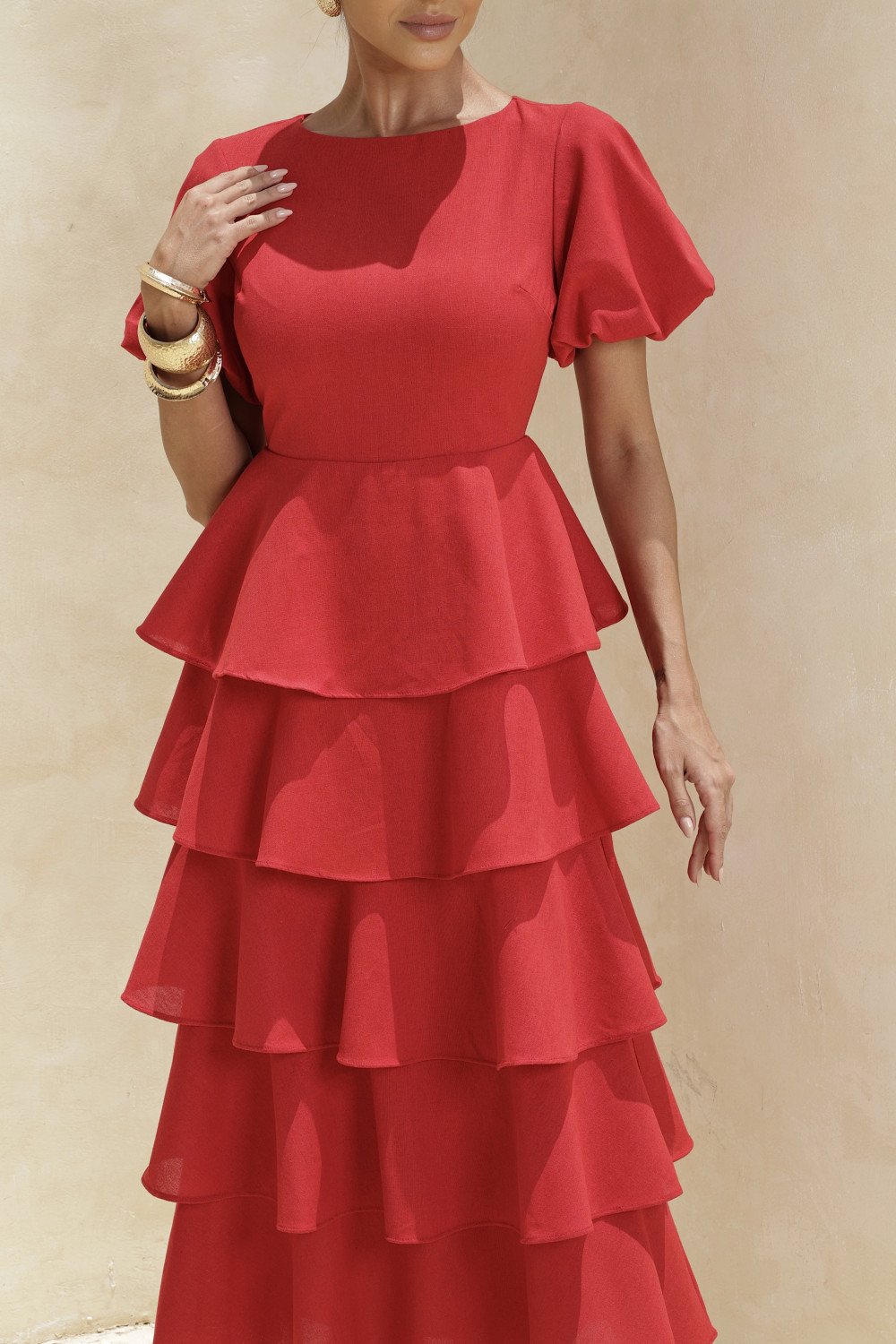 VESTIDO LU CAMADAS - VERMELHO