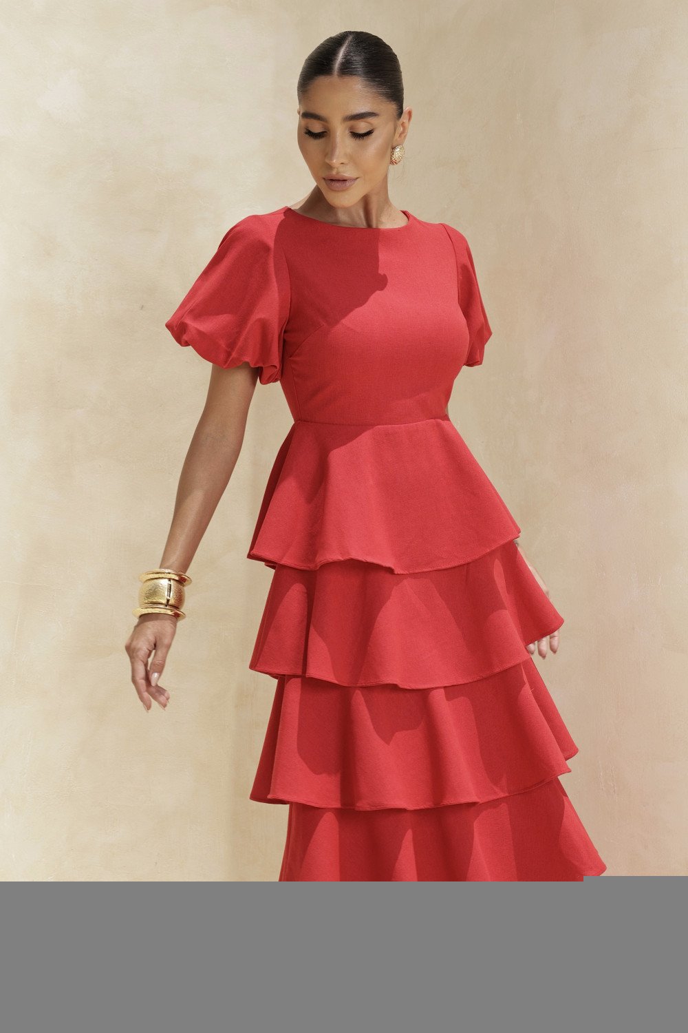 VESTIDO LU CAMADAS - VERMELHO