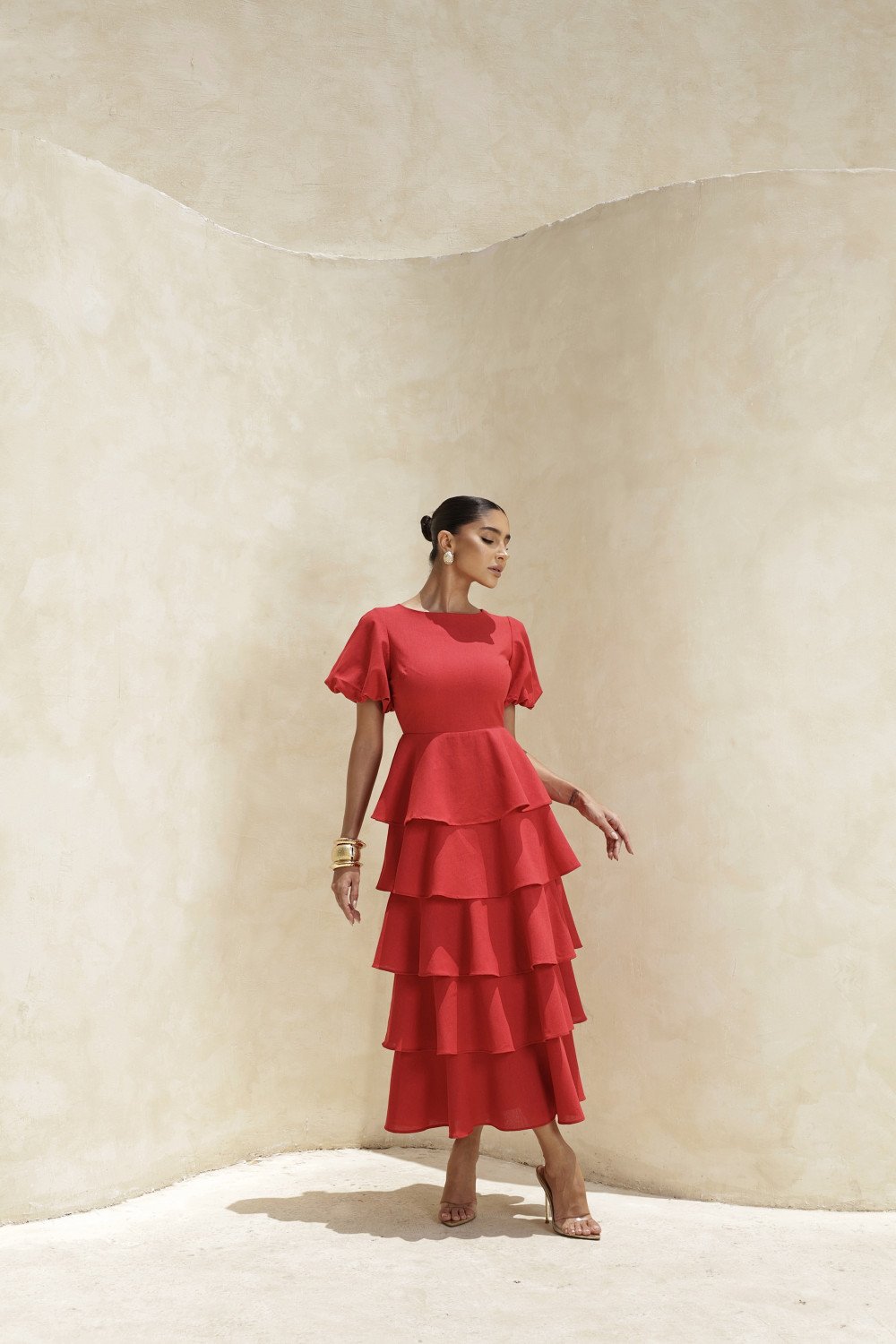 VESTIDO LU CAMADAS - VERMELHO