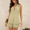 CONJUNTO MARTHA SHORTS E COLETE LINHO - PISTACHE