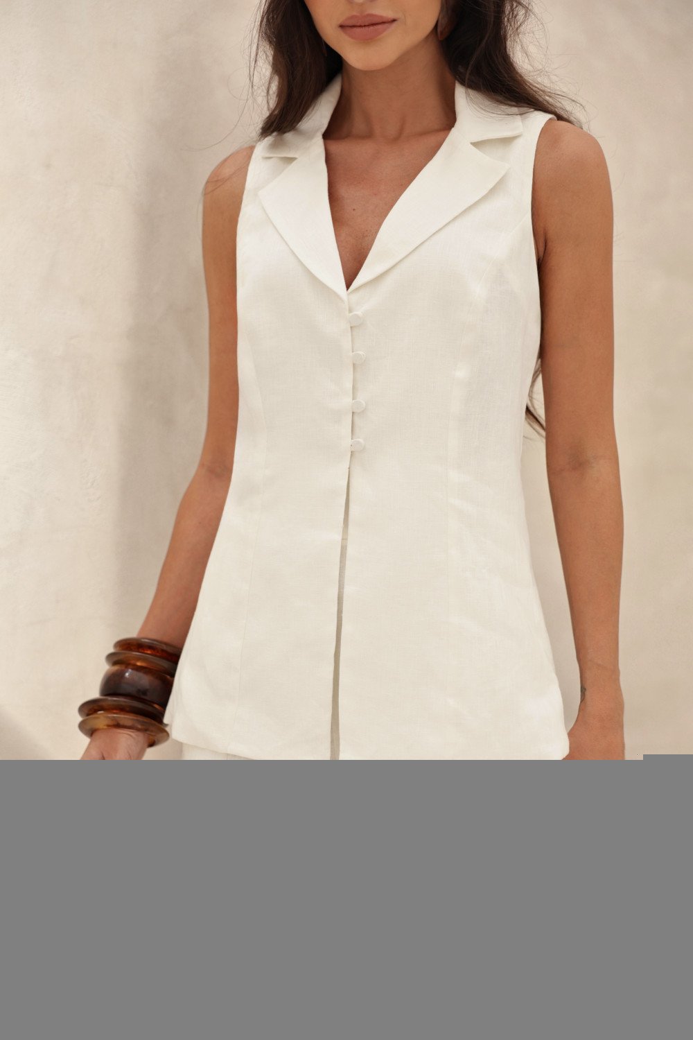 CONJUNTO MARTHA SHORTS E COLETE LINHO - OFF WHITE